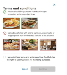 To upload photos you will need to agree to the terms and conditions
